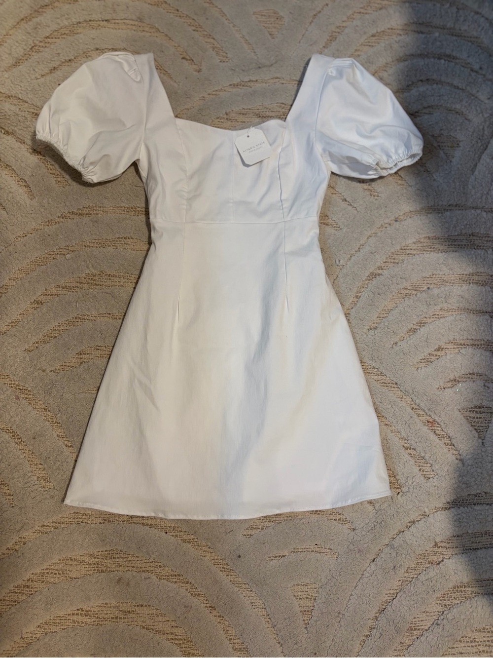 Altar’d State White Square Neck Puff Sleeve Mini Dress - Picture 1 of 5